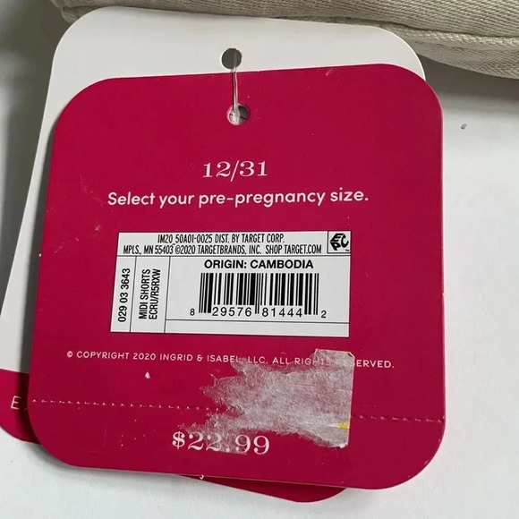 Isabel Maternity midi shorts, cream, Expandable panels, maternity size 4 NWT - Picture 4 of 8